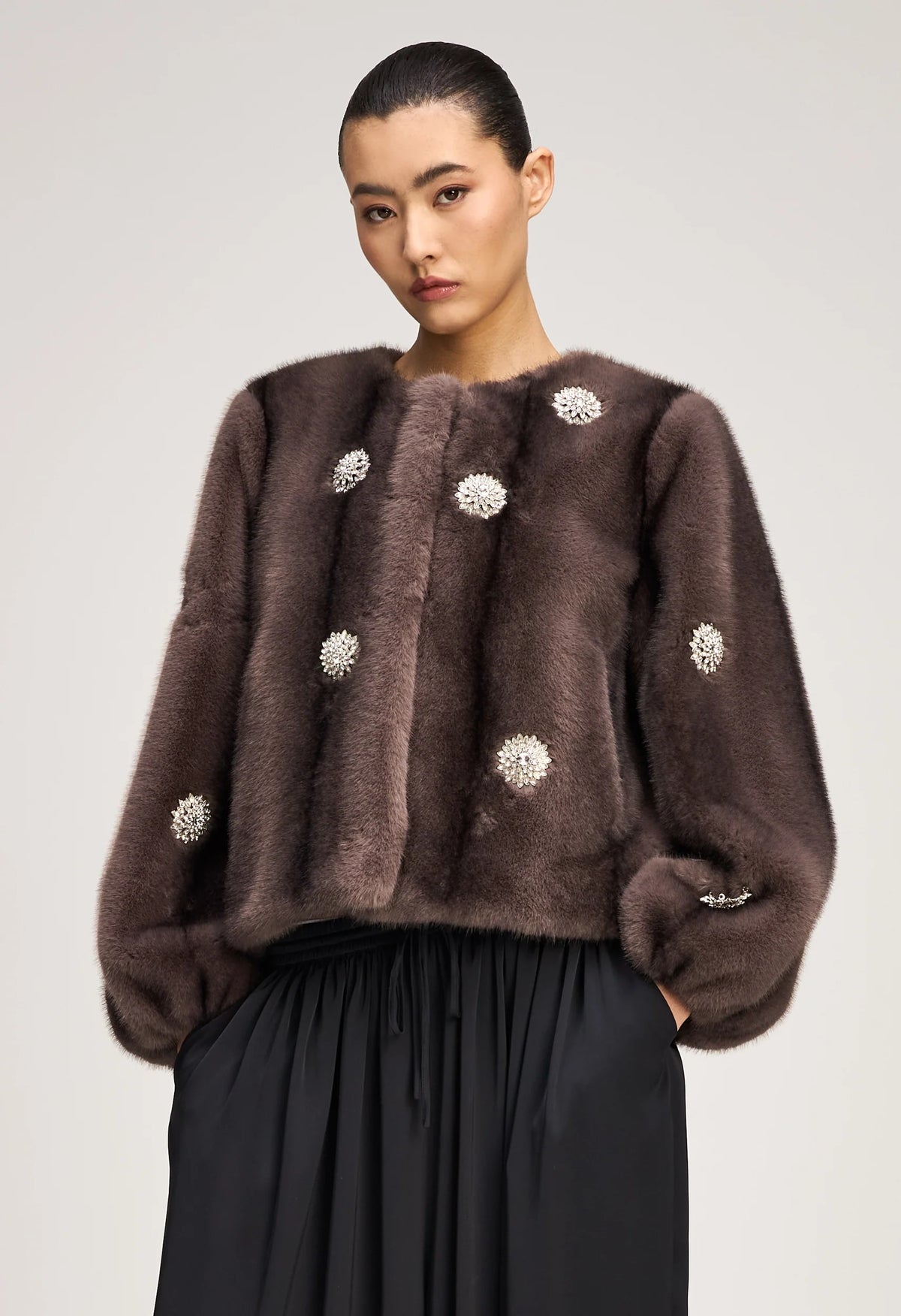 Rhinestone Dahlia Faux Mink Benson Coat