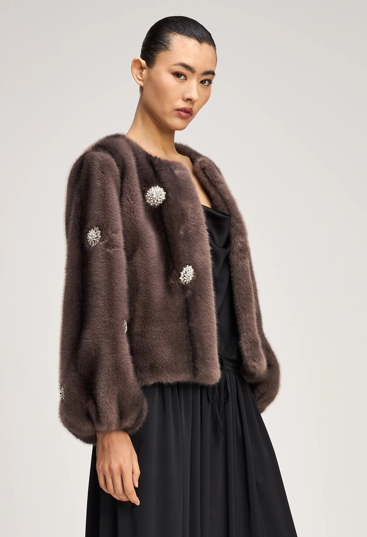 Rhinestone Dahlia Faux Mink Benson Coat