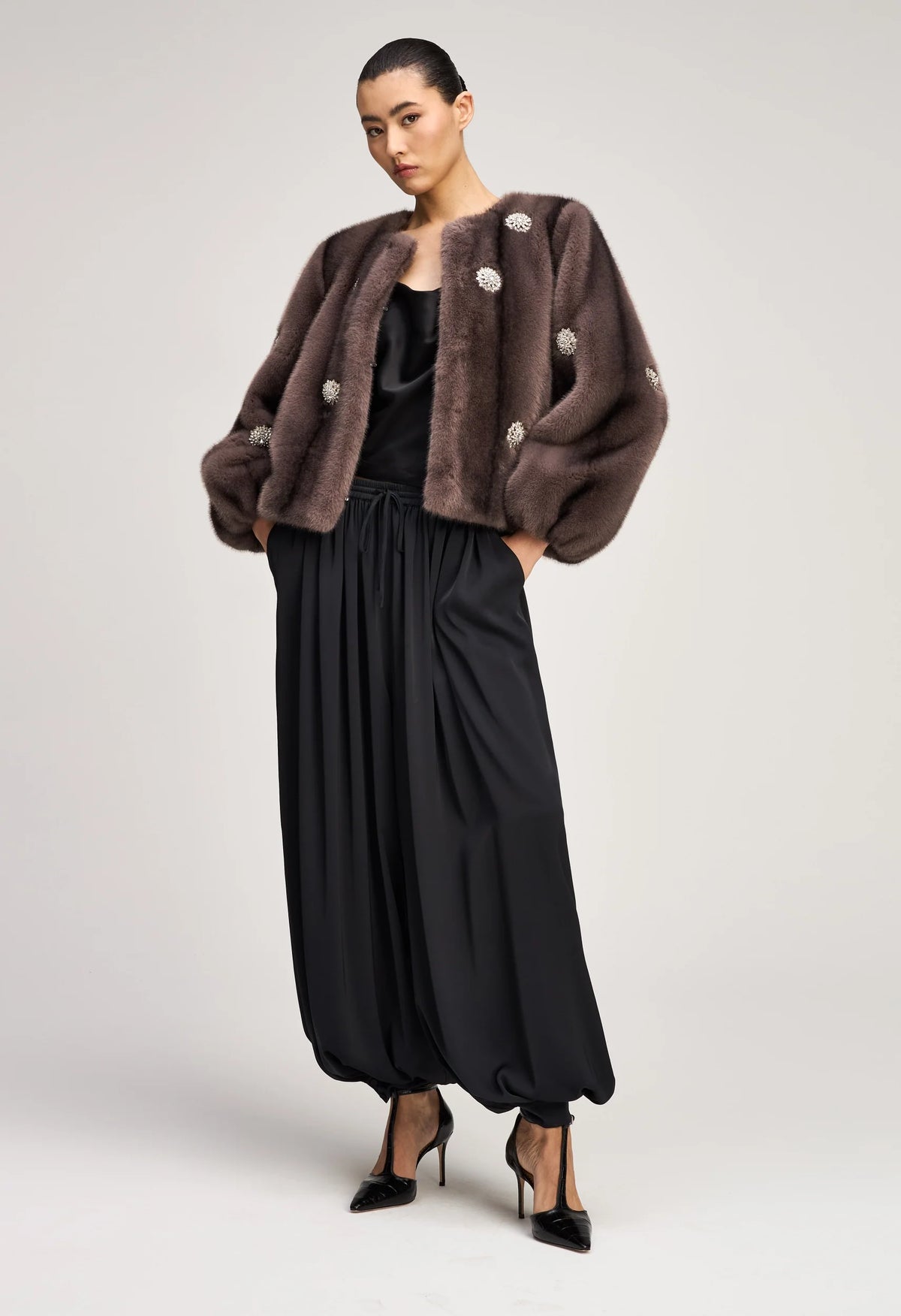 Rhinestone Dahlia Faux Mink Benson Coat