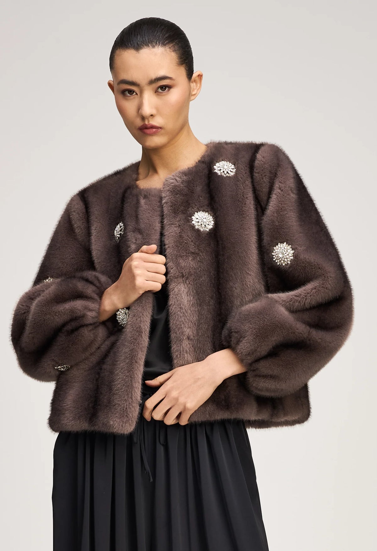 Rhinestone Dahlia Faux Mink Benson Coat