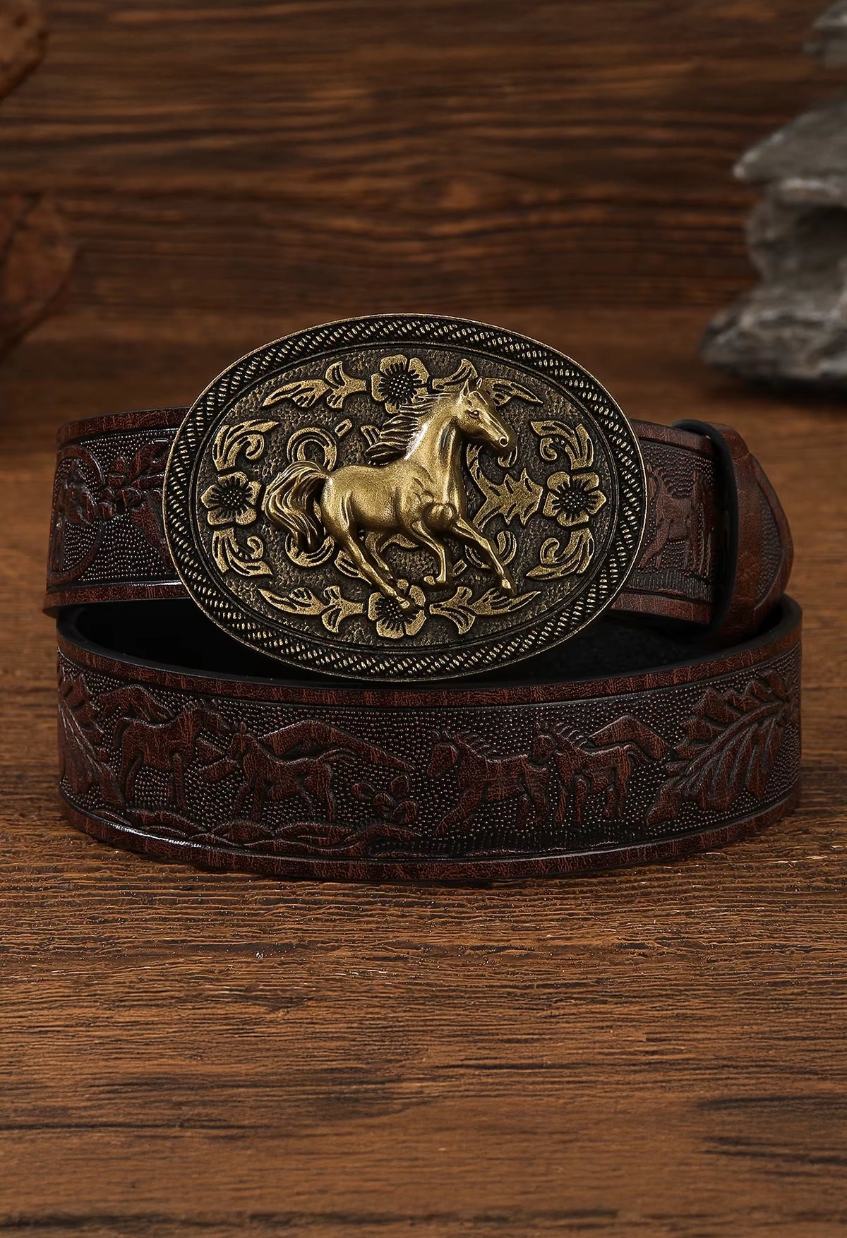 Horse Buckle Western Belt
