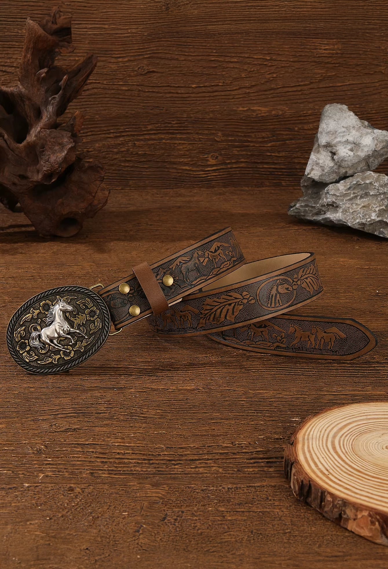 Horse Buckle Western Belt