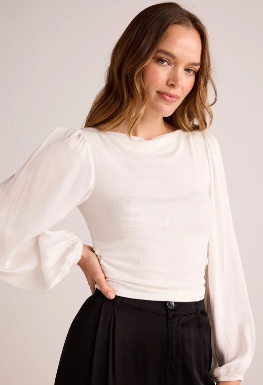 Ruched Waist Flowy Sleeve Top