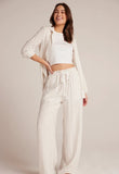 Ruffle Waist Wide Leg Pant