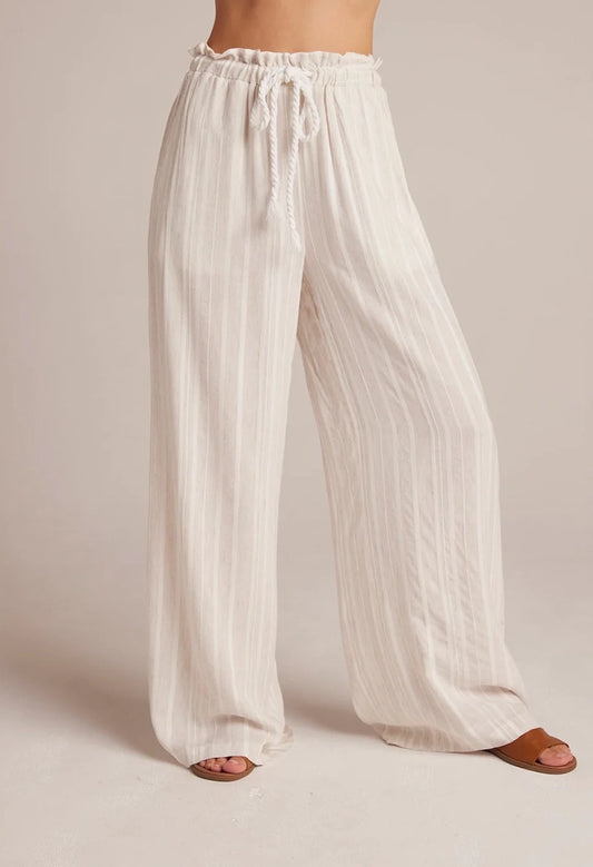 Ruffle Waist Wide Leg Pant