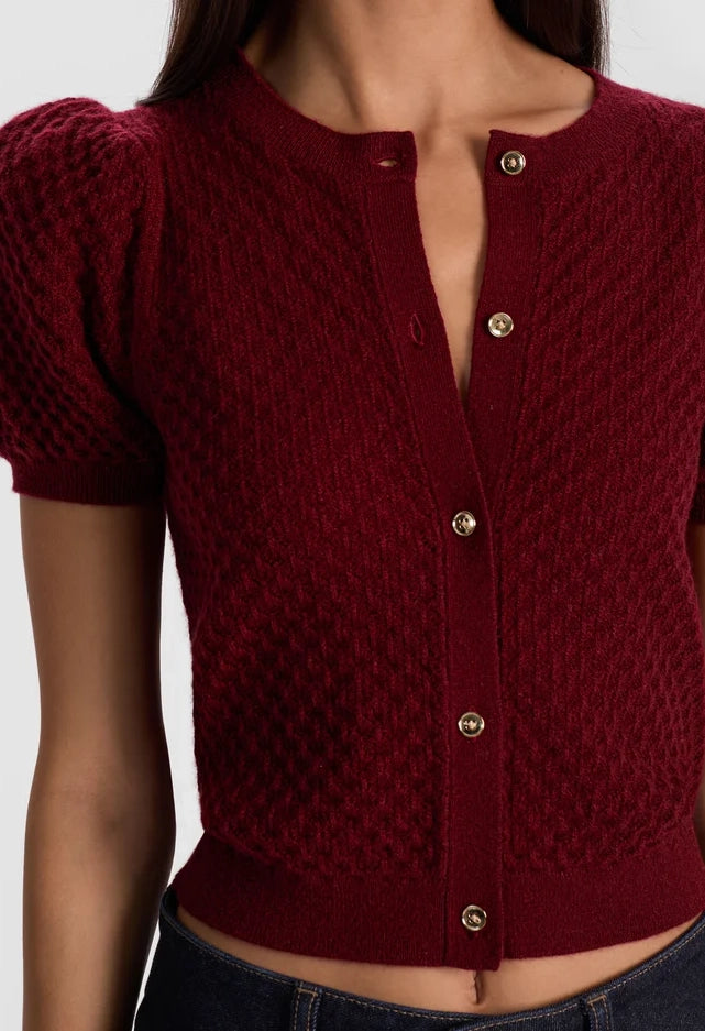 Sabine Puff Sleeve Crop Cardigan