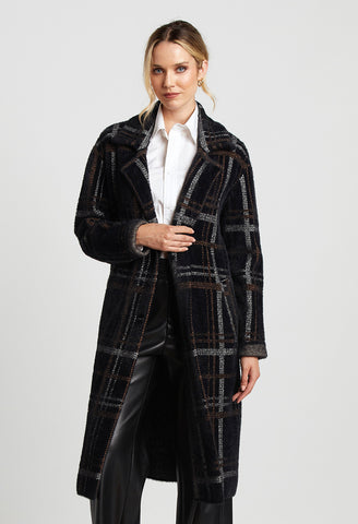 Sara Plaid Eyelash Knit Coat