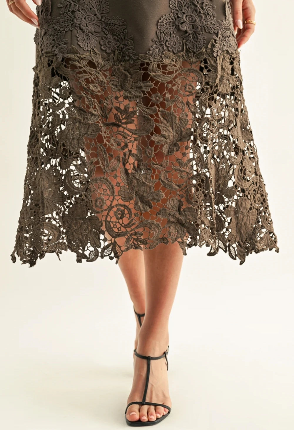 Sara Ruffled Lace Hem Midi Dress