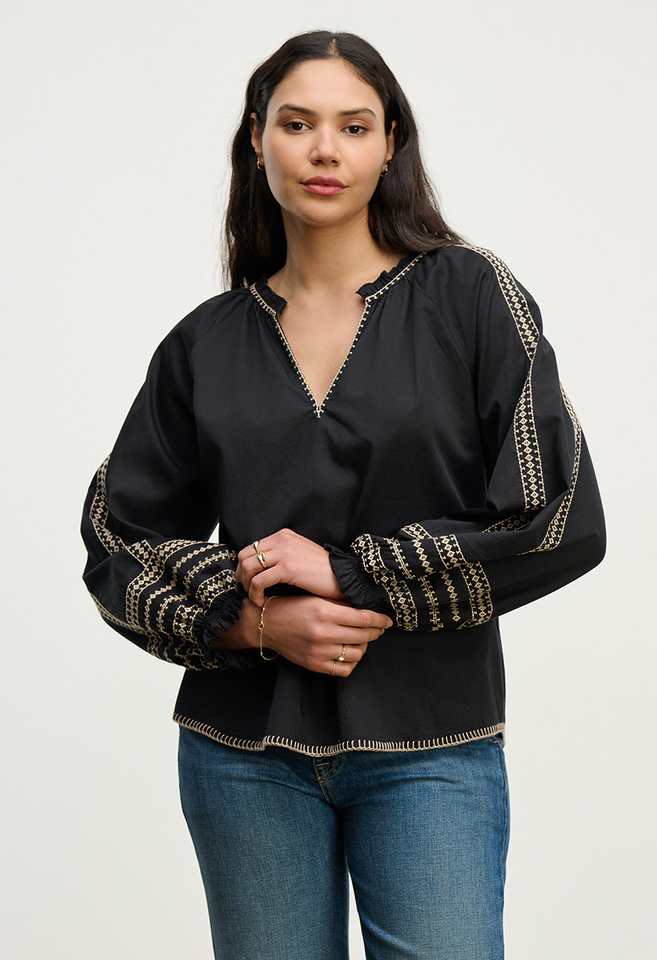 Scarlett Embroidered Poplin Top