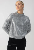 Sequin Funnel Neck Top