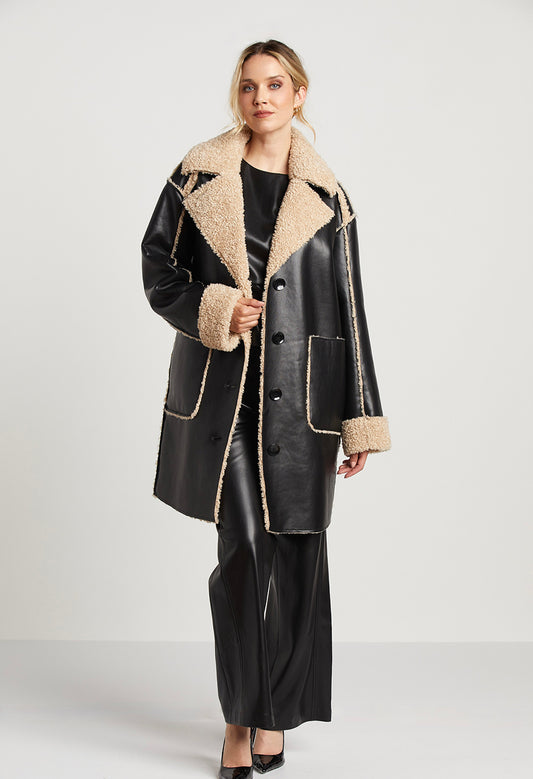 Sheridan Mid Length Faux Shearling Coat