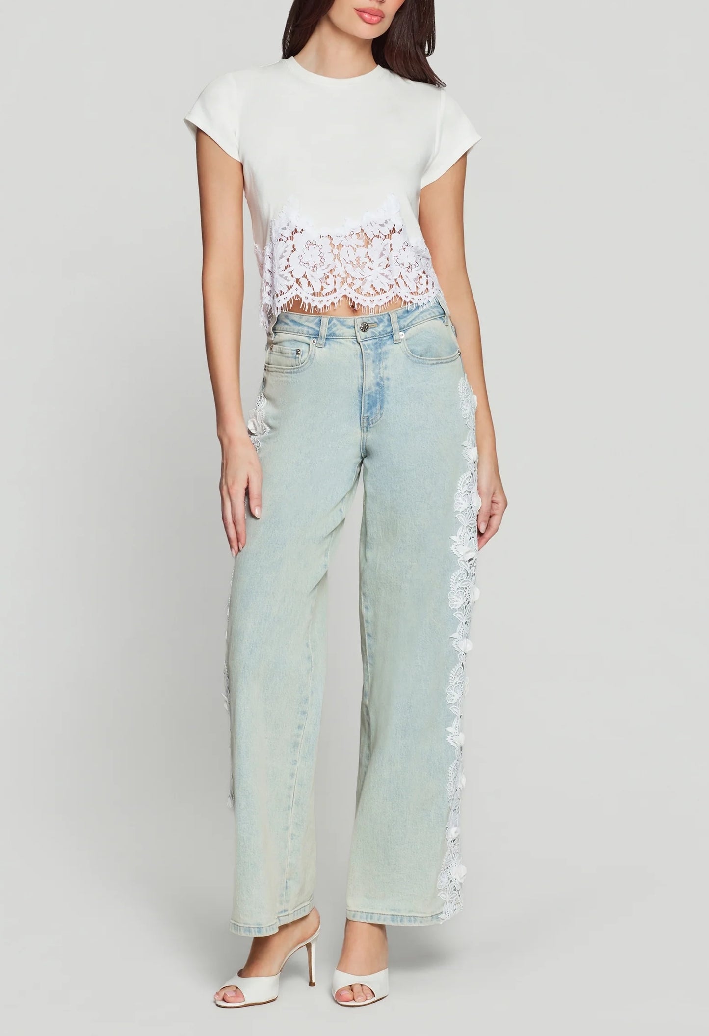 Paige Rib Lace Combo Top