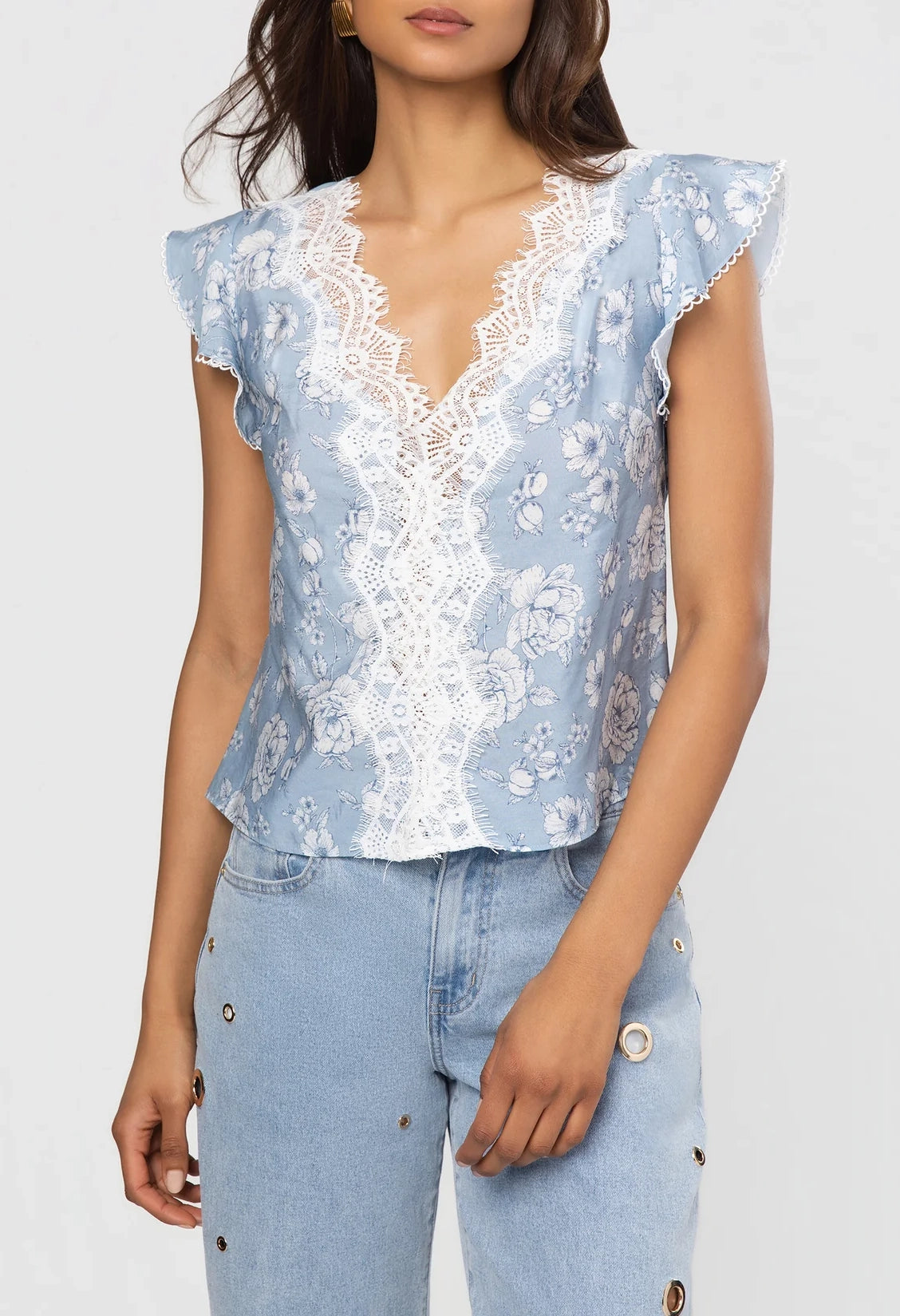 Arden Lace Combo Voile Blouse