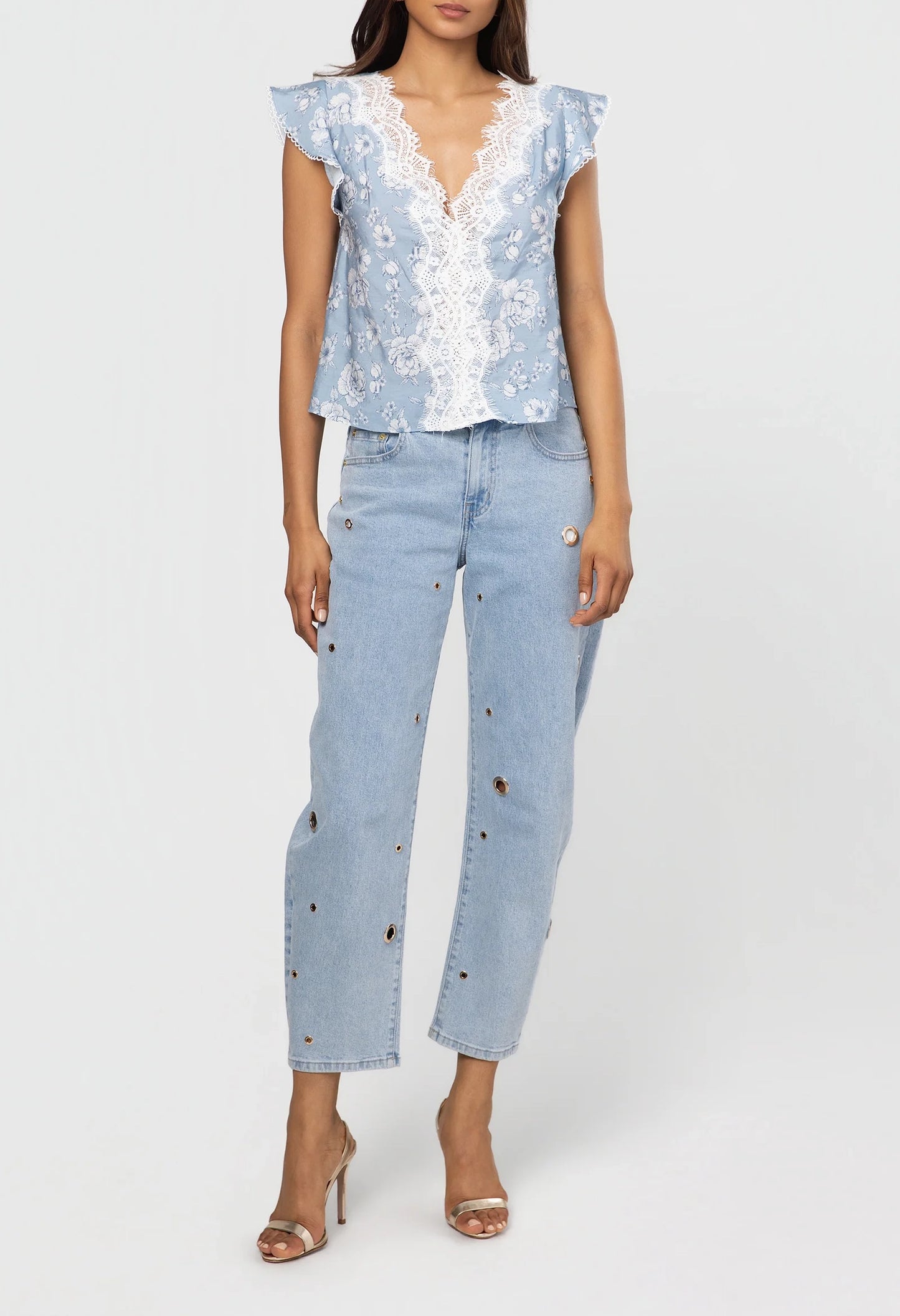 Arden Lace Combo Voile Blouse