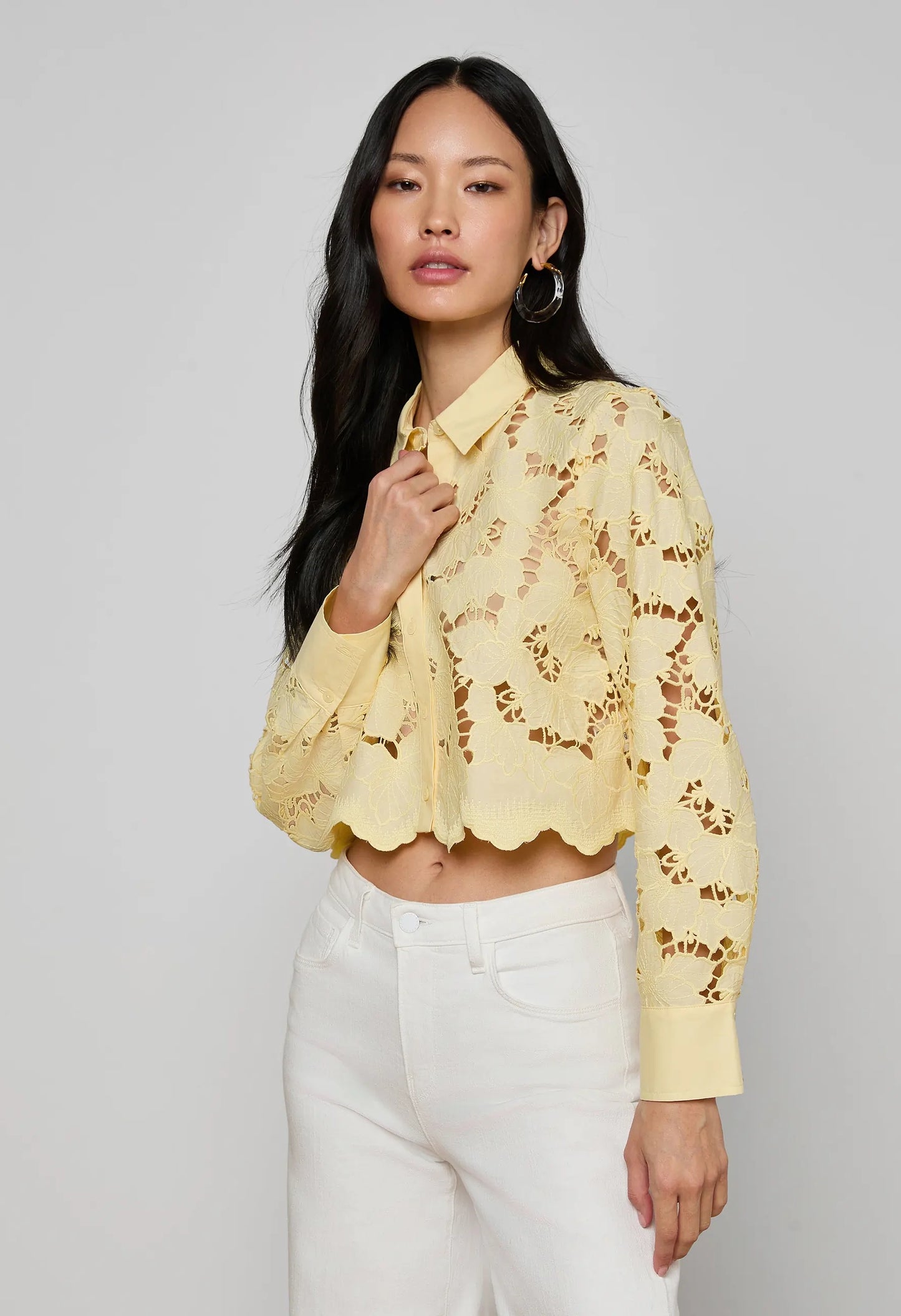 Seychelle Cropped Eyelet Blouse