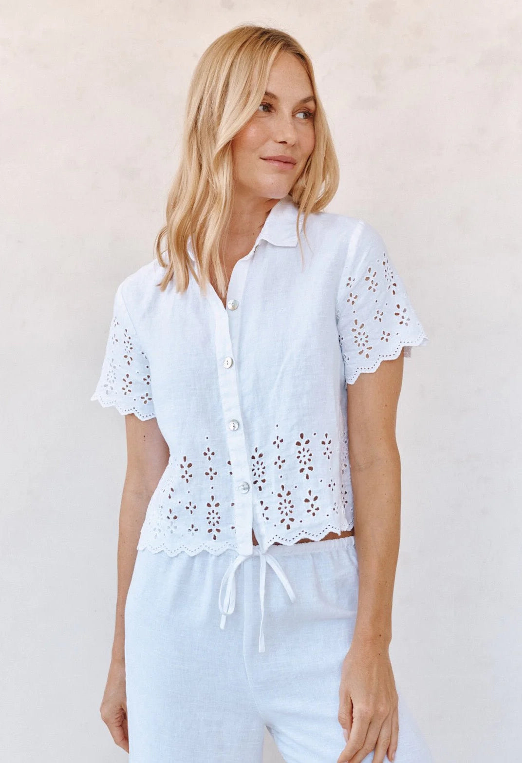 Short Sleeve Embroidered Button Down