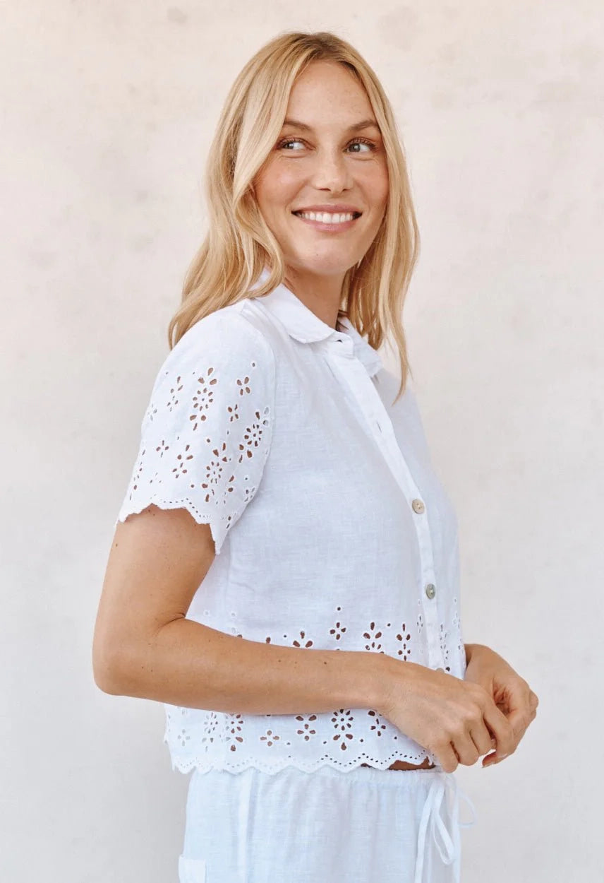 Short Sleeve Embroidered Button Down
