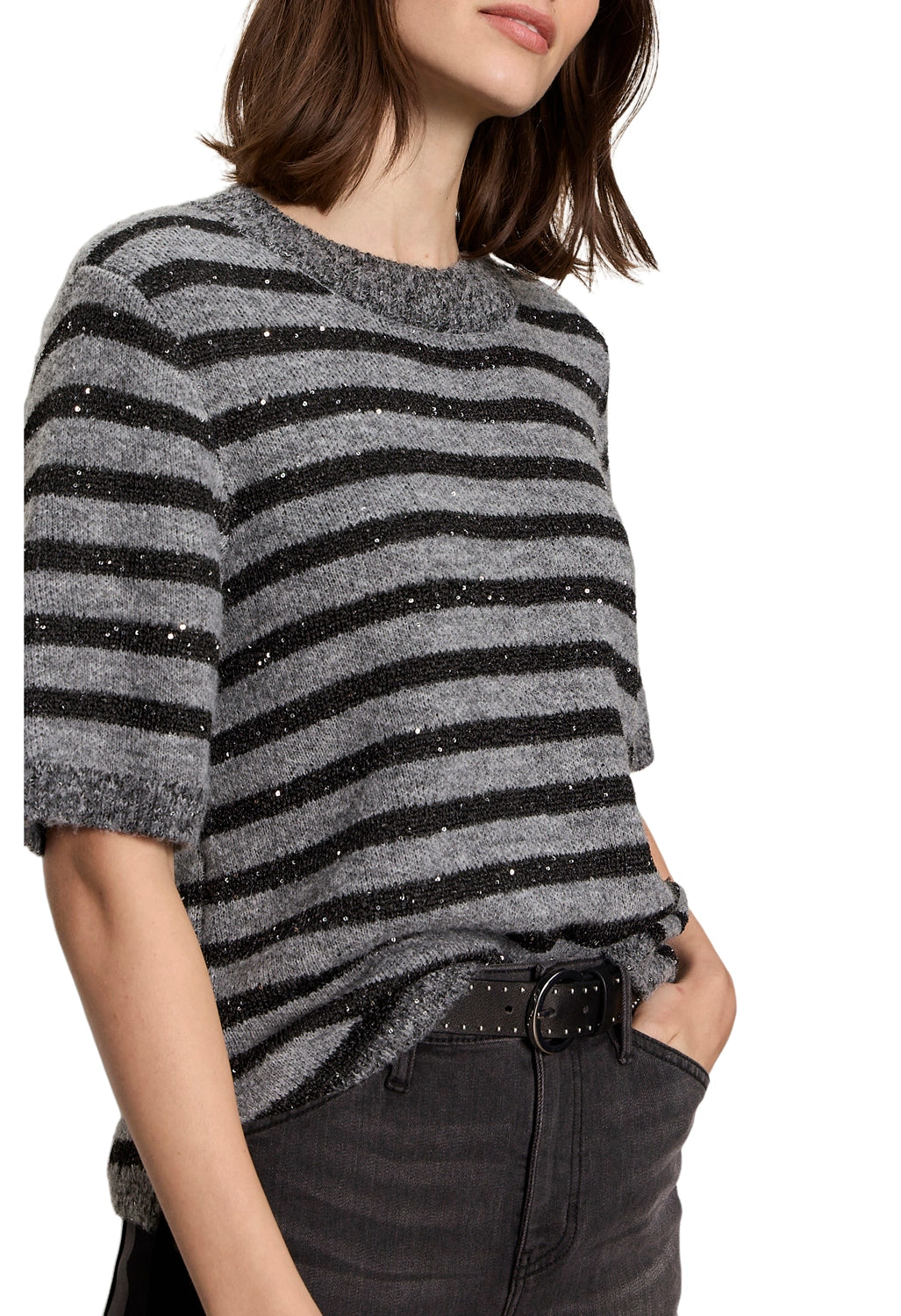 Short Sleeve Shine Sweater Tee