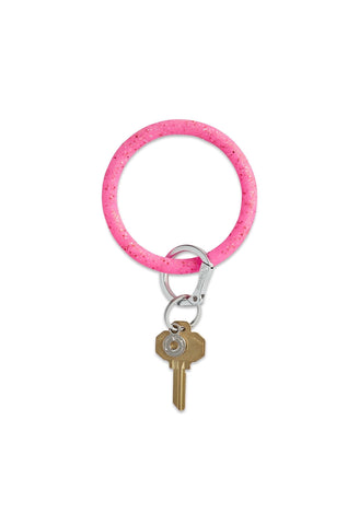 Silicone Big O® Key Ring in Tickled Pink Confetti