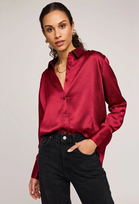 Simone Satin Button Down Shirt
