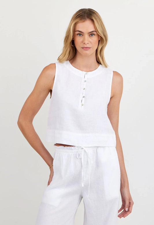 Sleeveless Half Placket Top