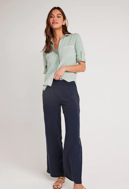 Smocked Waist Wide Leg Pants