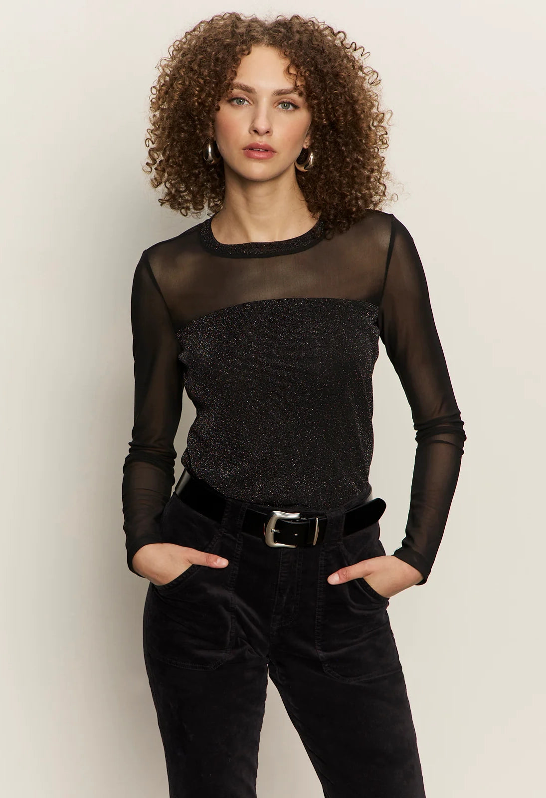 Sparkle Mesh Crew Tee