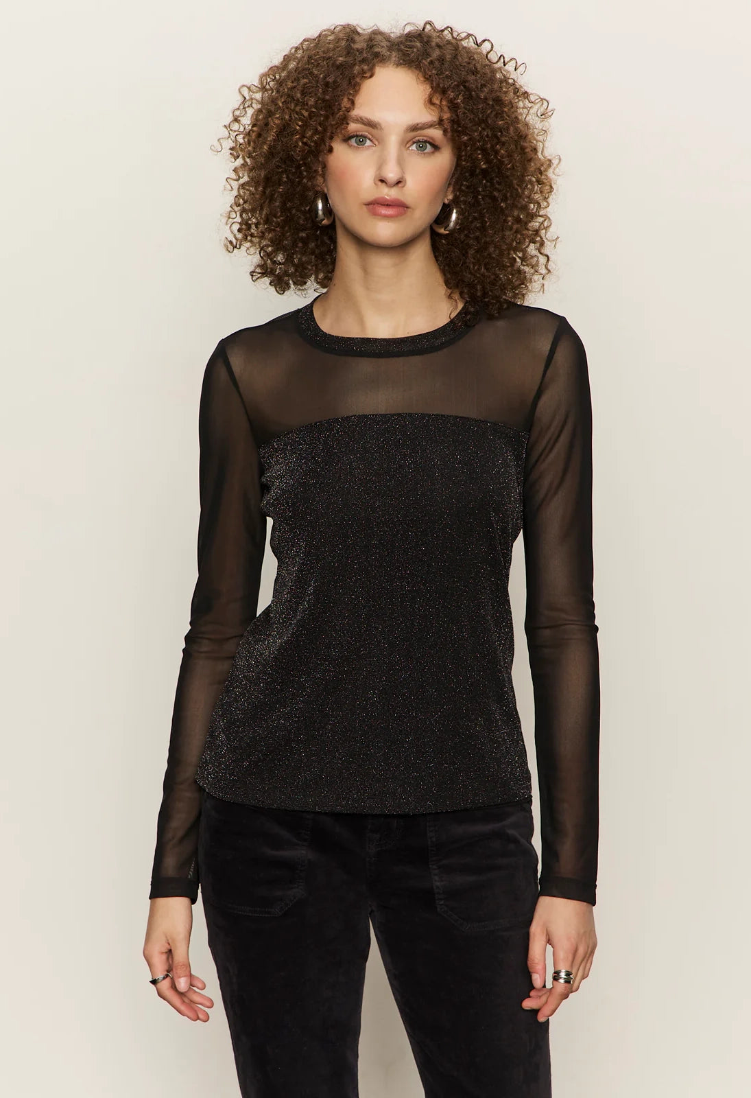 Sparkle Mesh Crew Tee