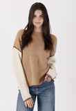 Talia Crewneck Sweater with Contrast Sleeves