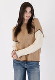 Talia Crewneck Sweater with Contrast Sleeves