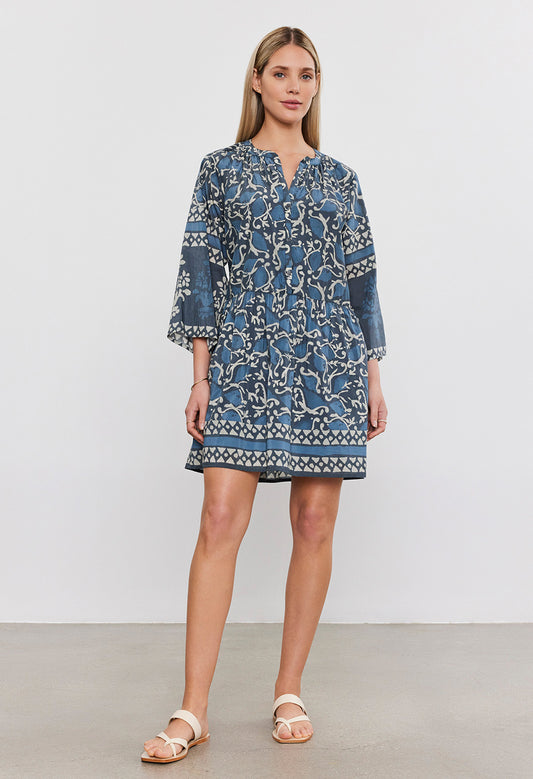 Talia Printed Silk Cotton Voile Dress