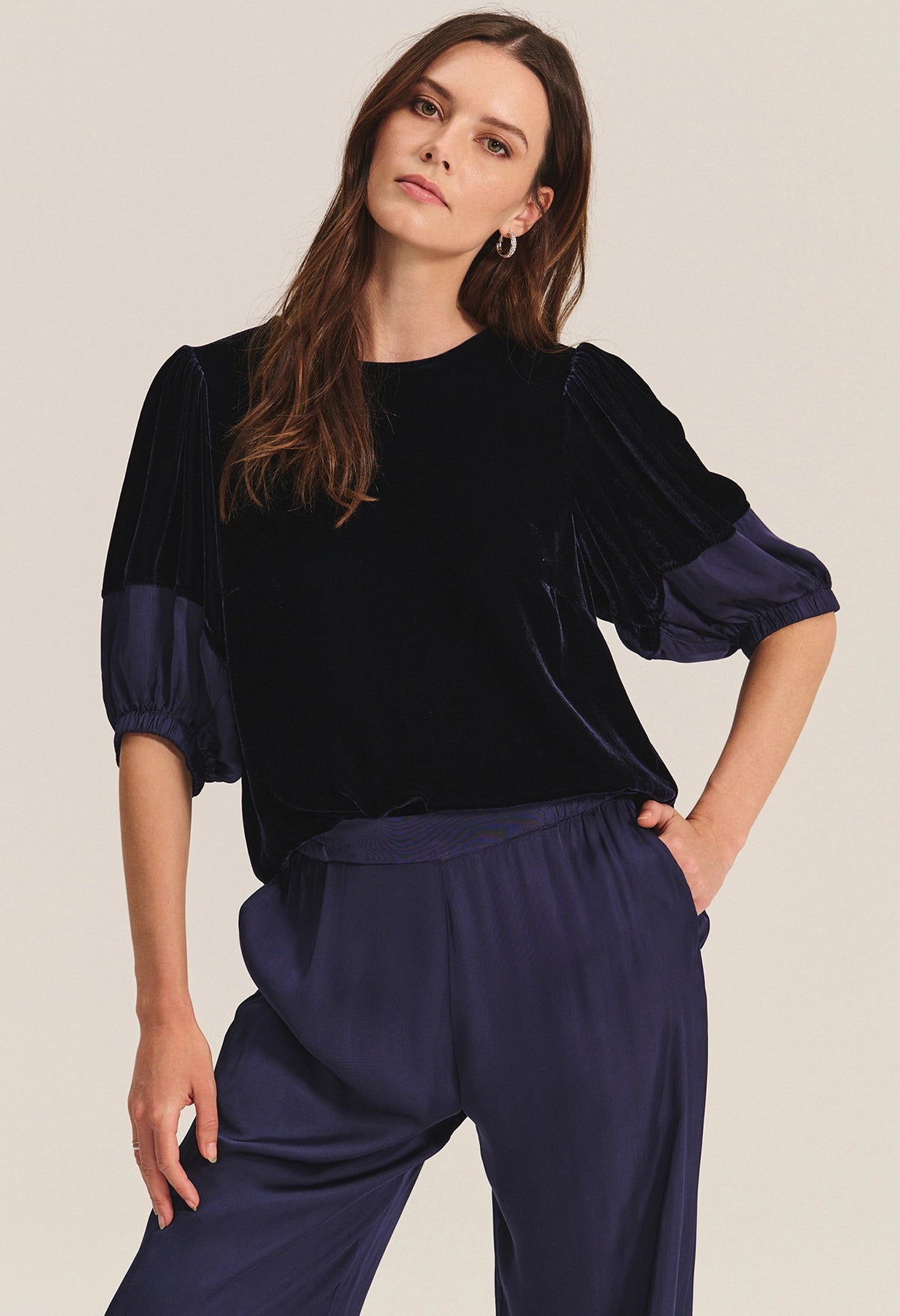 Taryn Velvet & Satin Mix Media Top