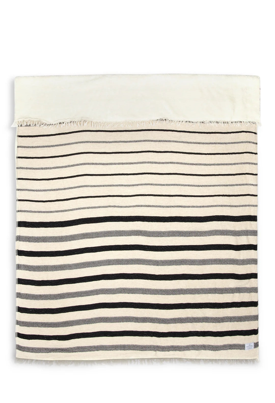 Striped Linen Blend Fleece Throw