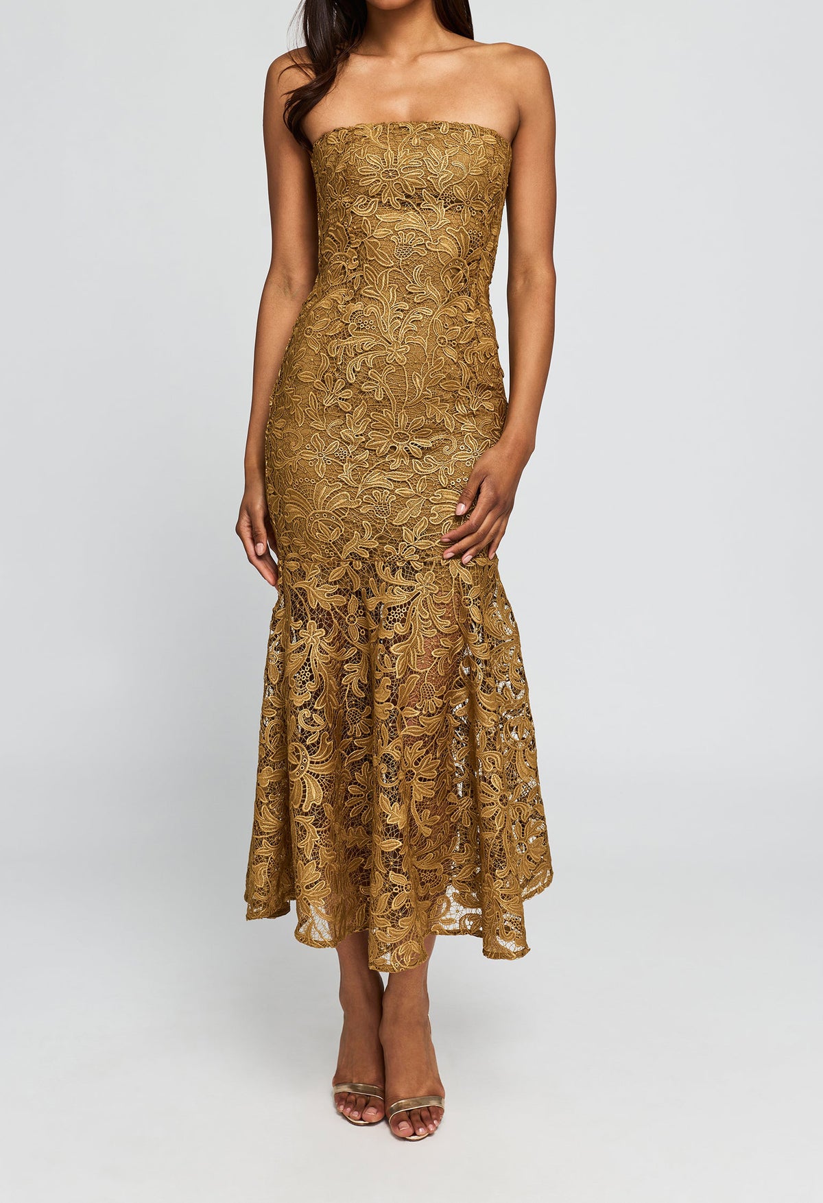 Tia Metallic Guipure Lace Dress