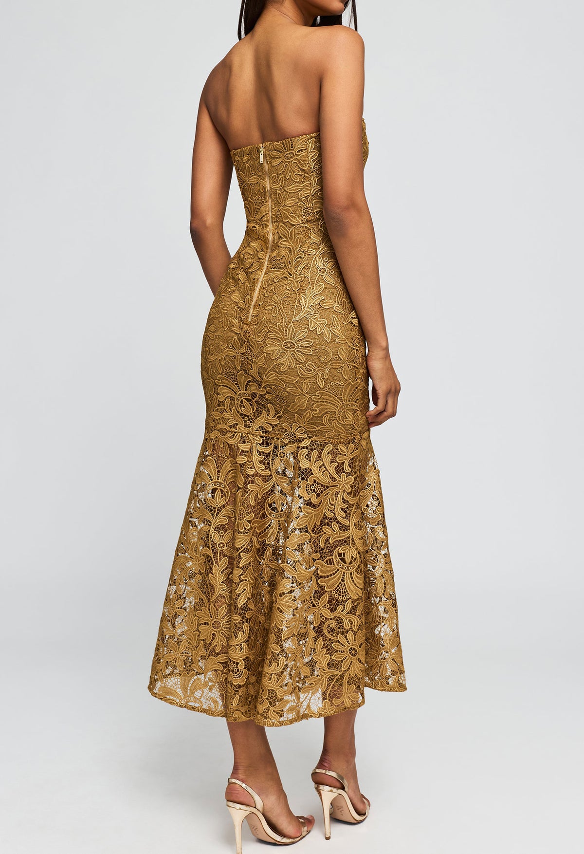 Tia Metallic Guipure Lace Dress