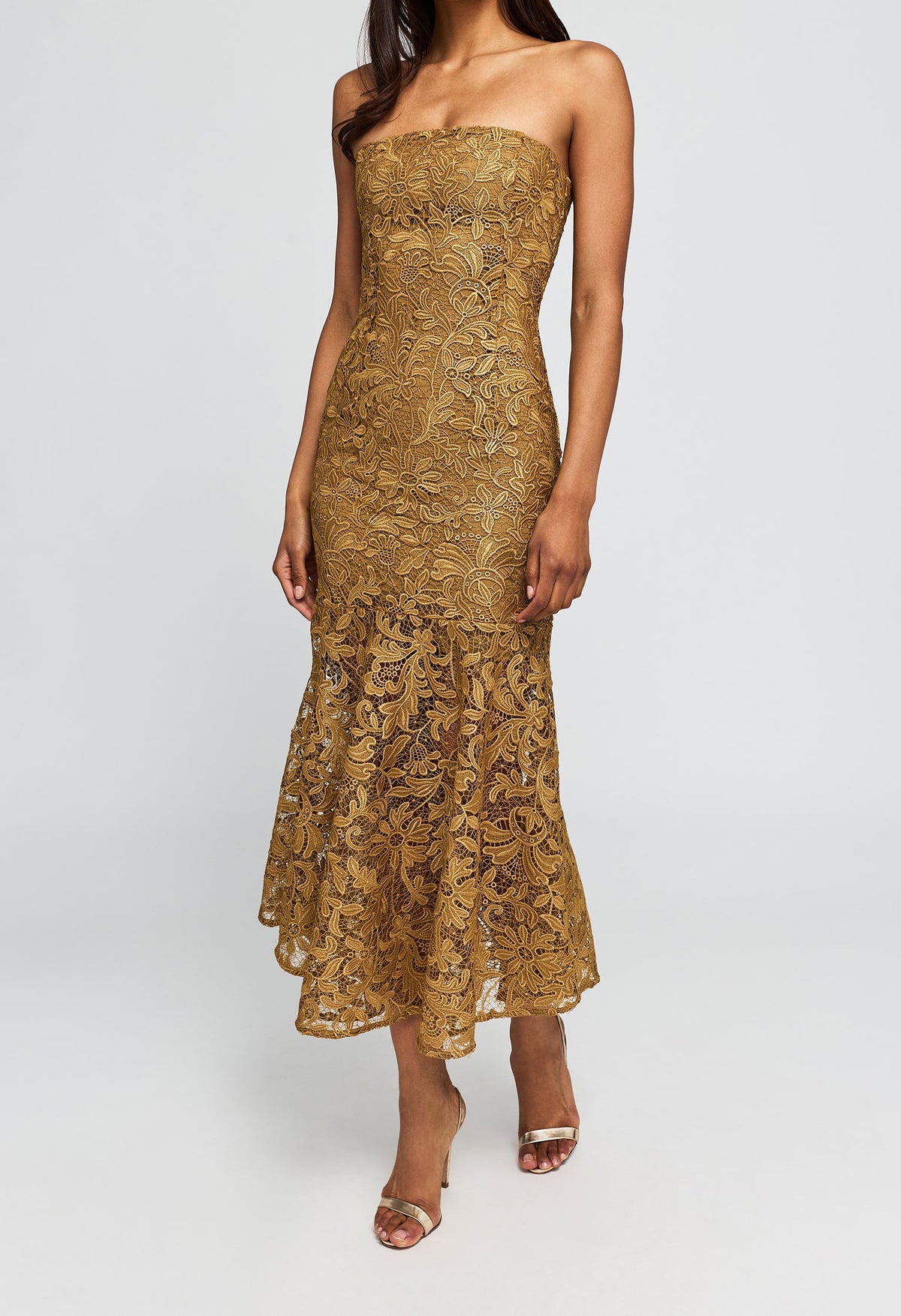 Tia Metallic Guipure Lace Dress
