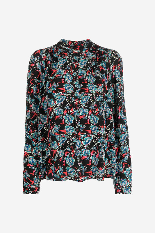 Tchin Printed Silk Blouse