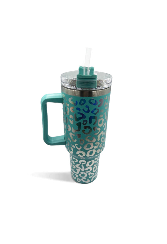 Teal Leopard Tumbler