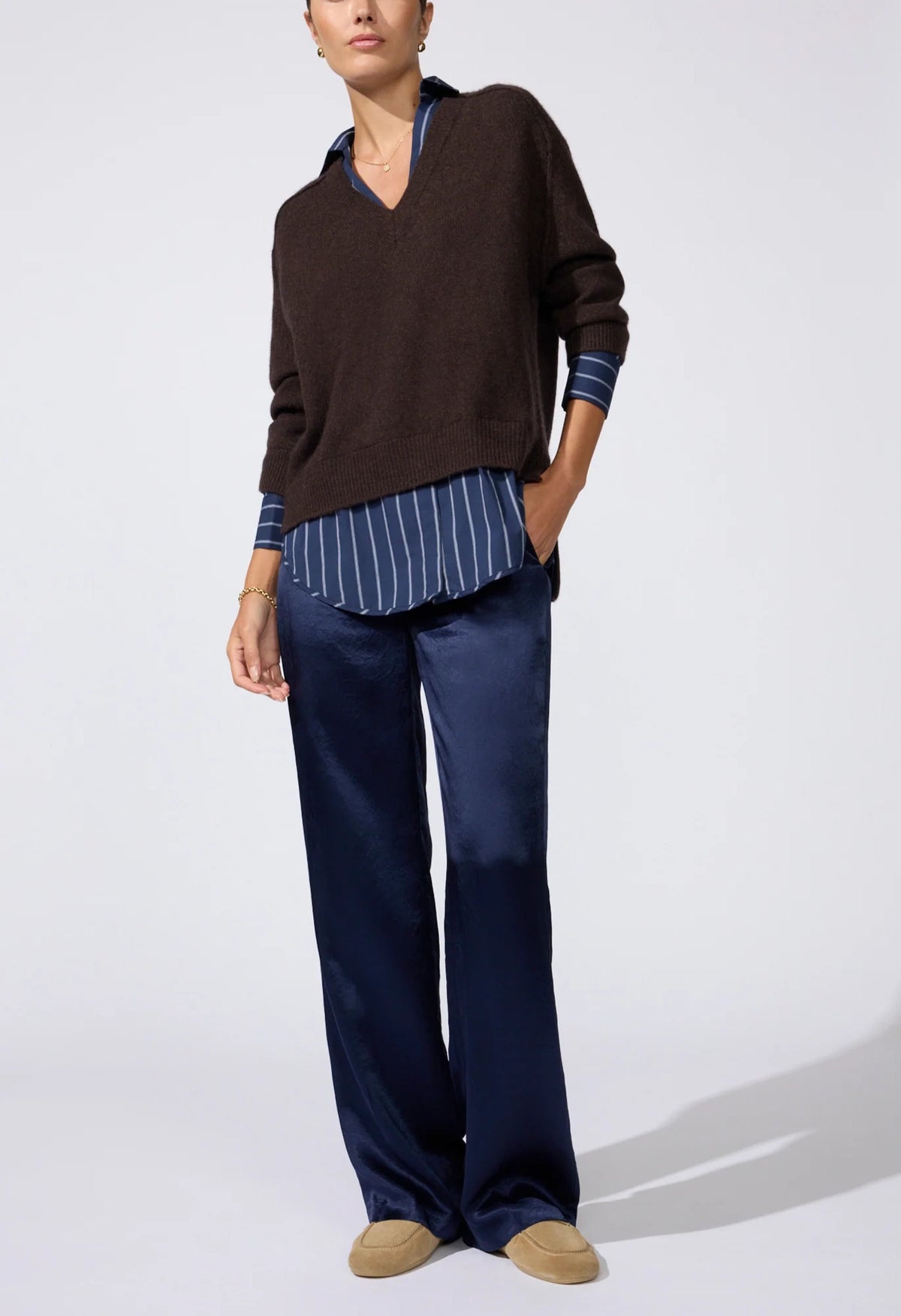 Vneck Printed Layered Pullover