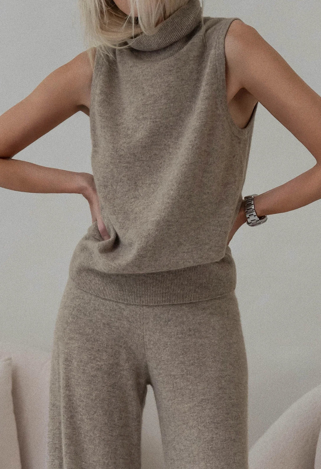 Tori Cashmere Turtleneck Tank