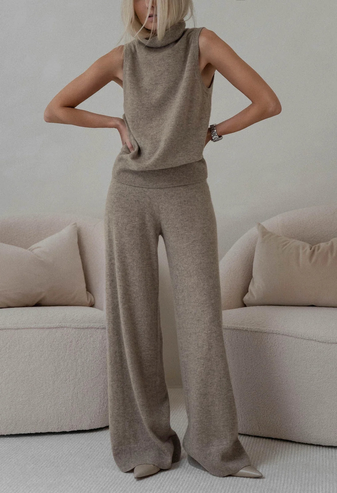 Tori Cashmere Turtleneck Tank