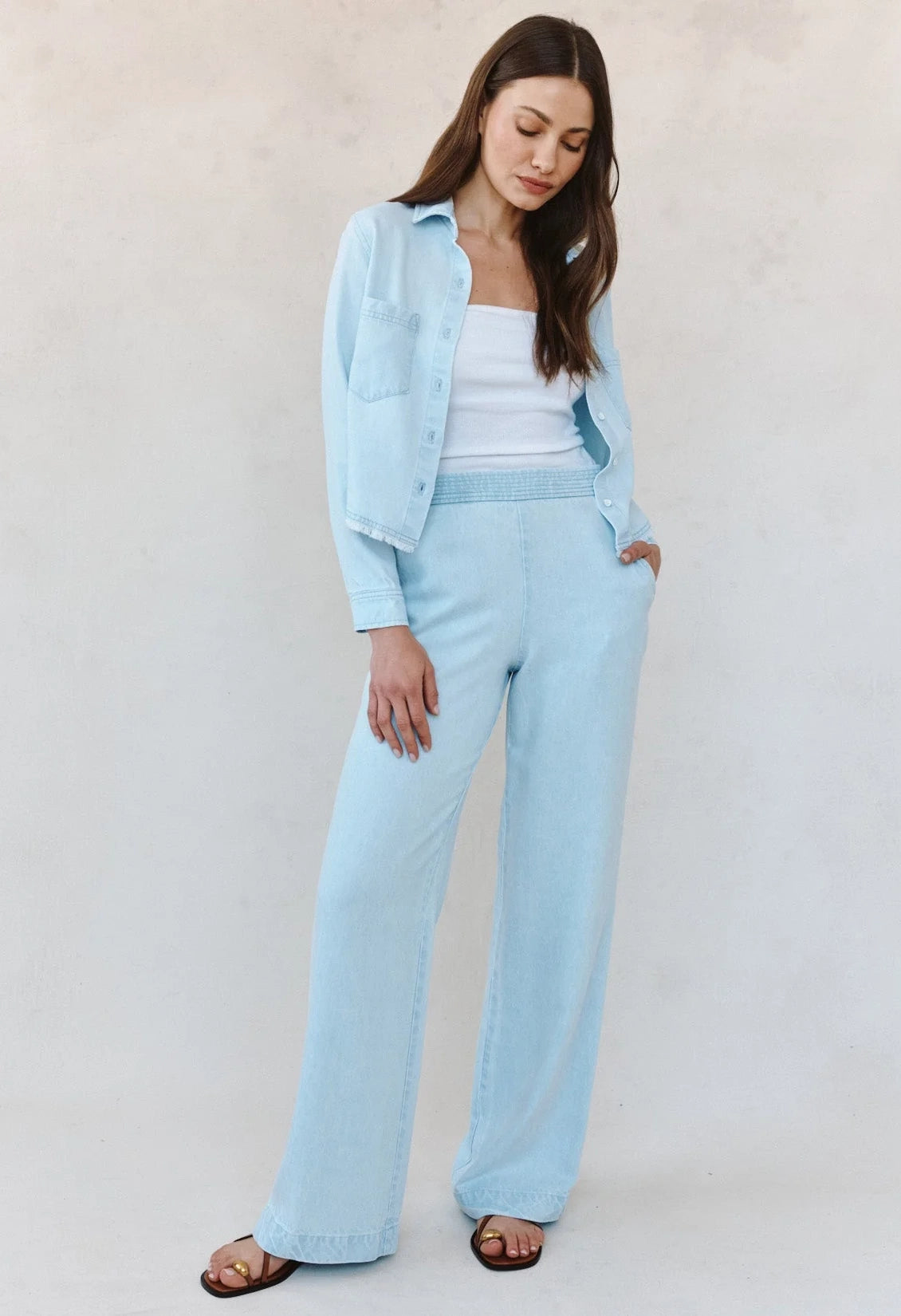 Two Pocket Fray Hem Shirt