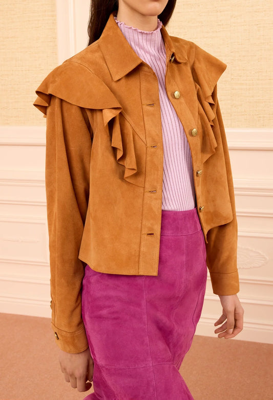 Matilde Ruffle Suede Jacket