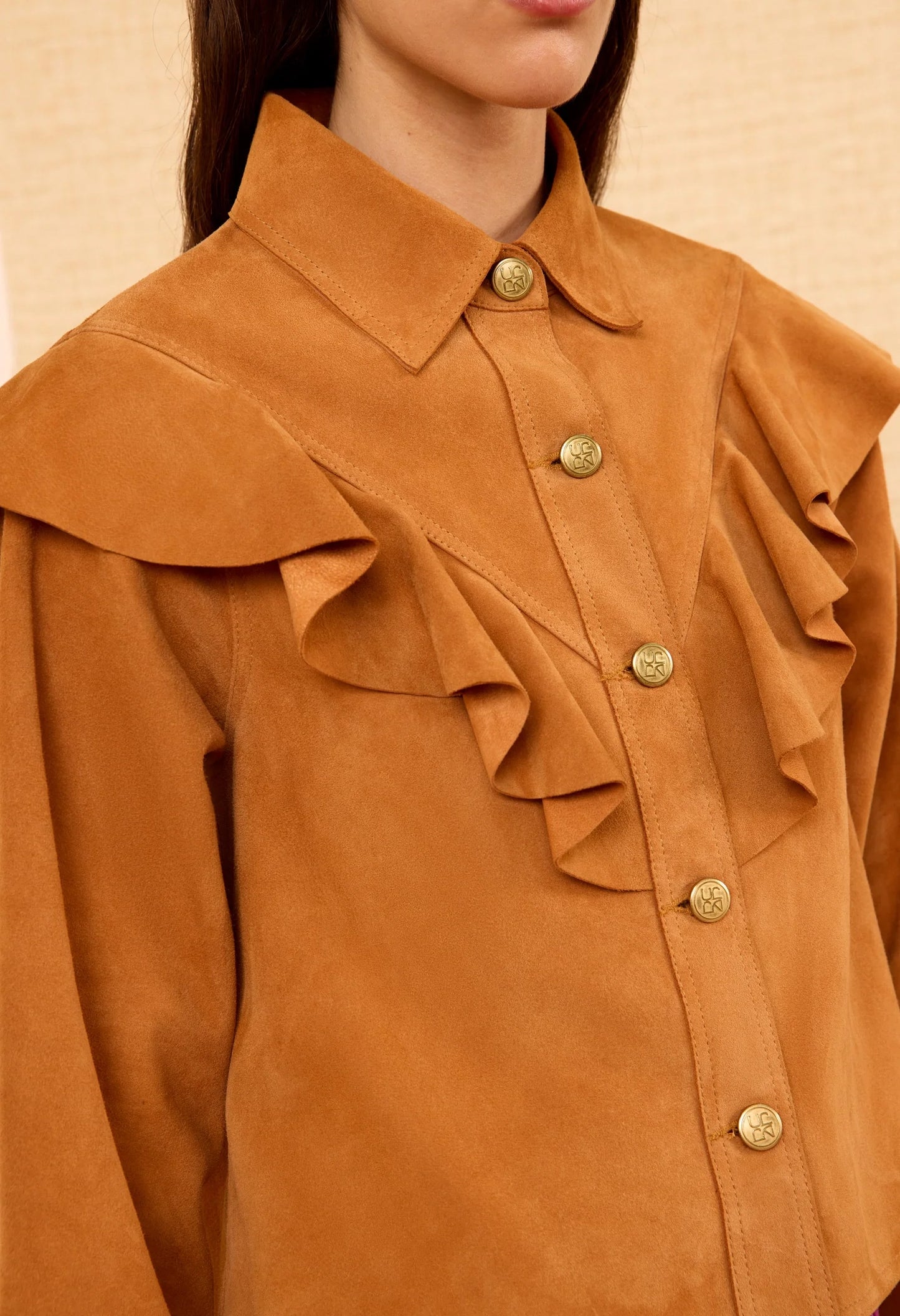 Matilde Ruffle Suede Jacket