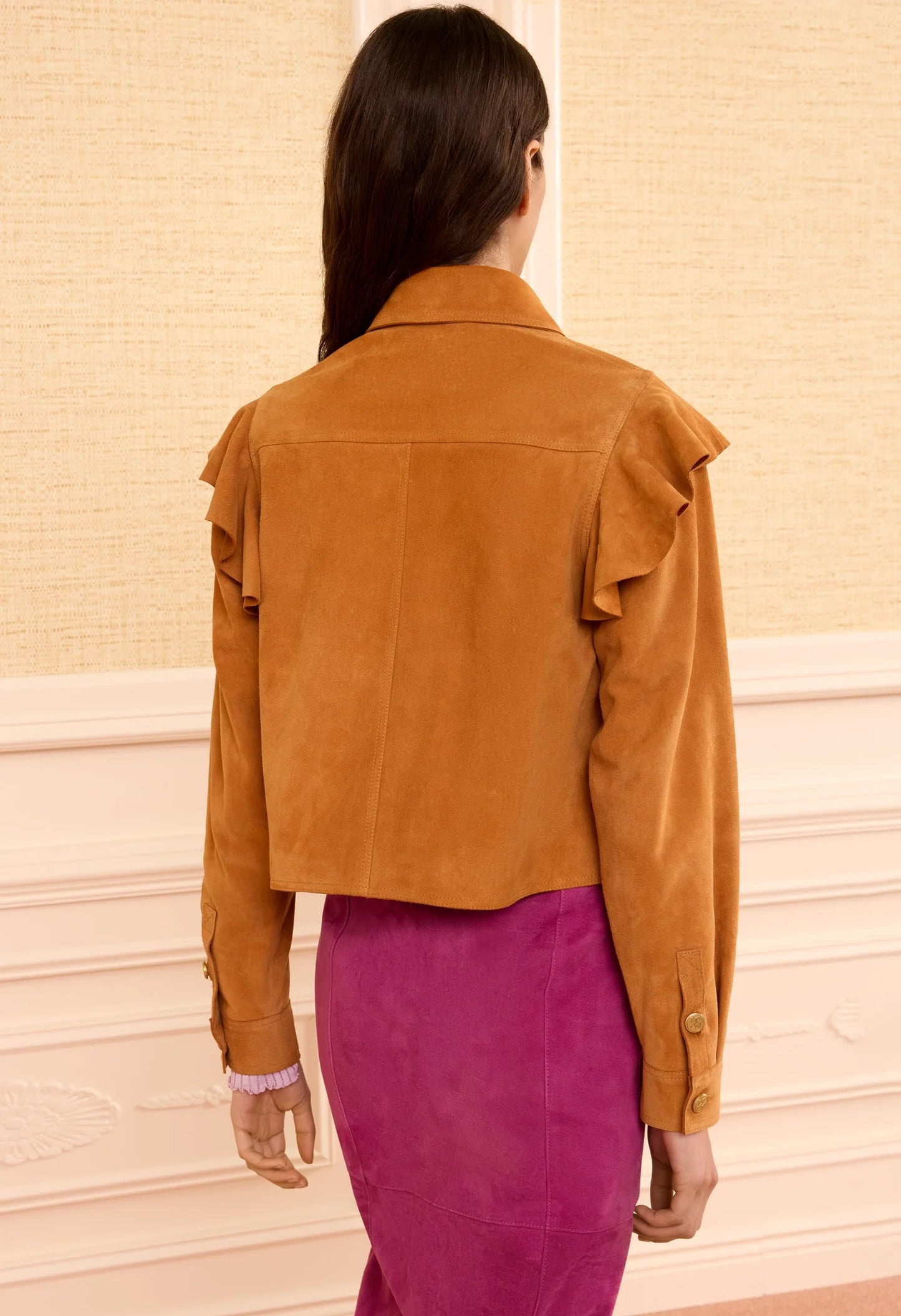Matilde Ruffle Suede Jacket