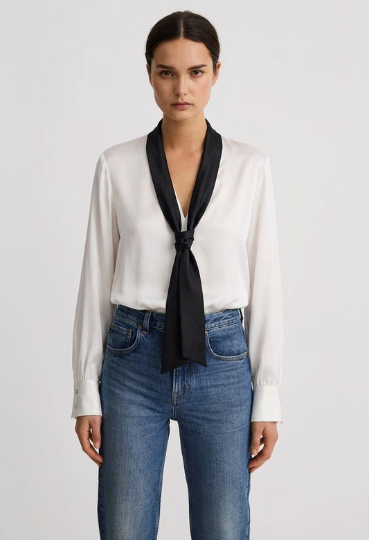 V-Necktie Blouse