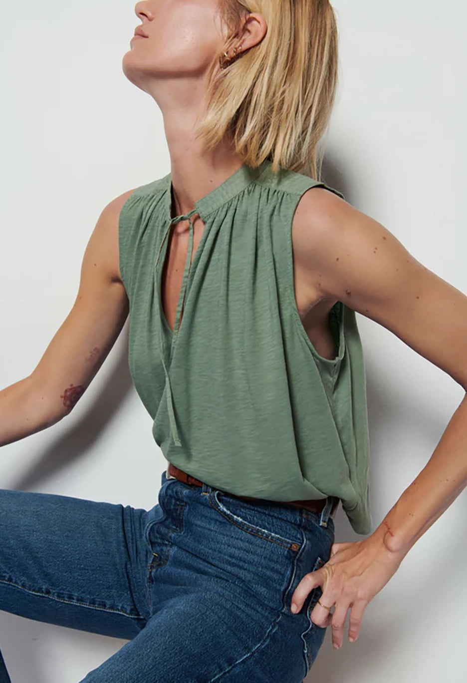 Via Tie Front Flowy Tank