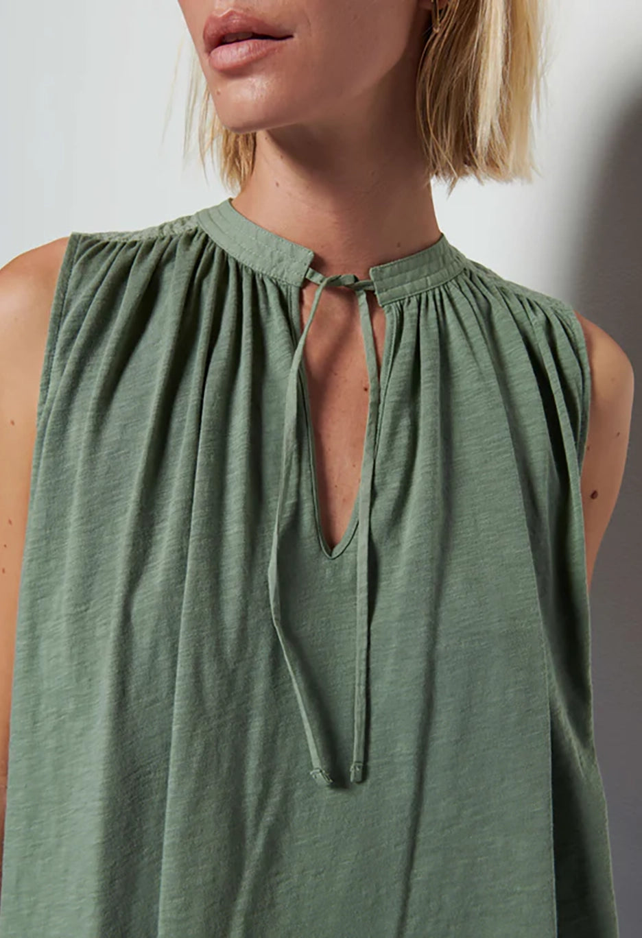 Via Tie Front Flowy Tank