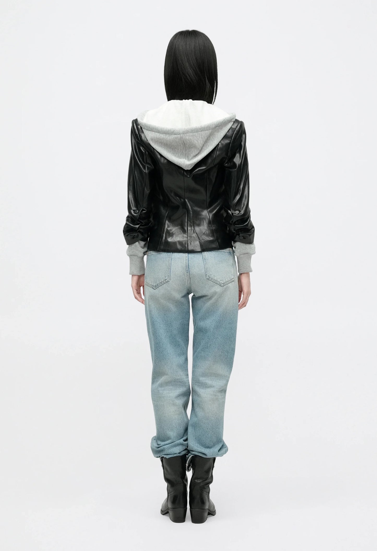 Khloe Vegan Leather Le Petit Hooded Blazer