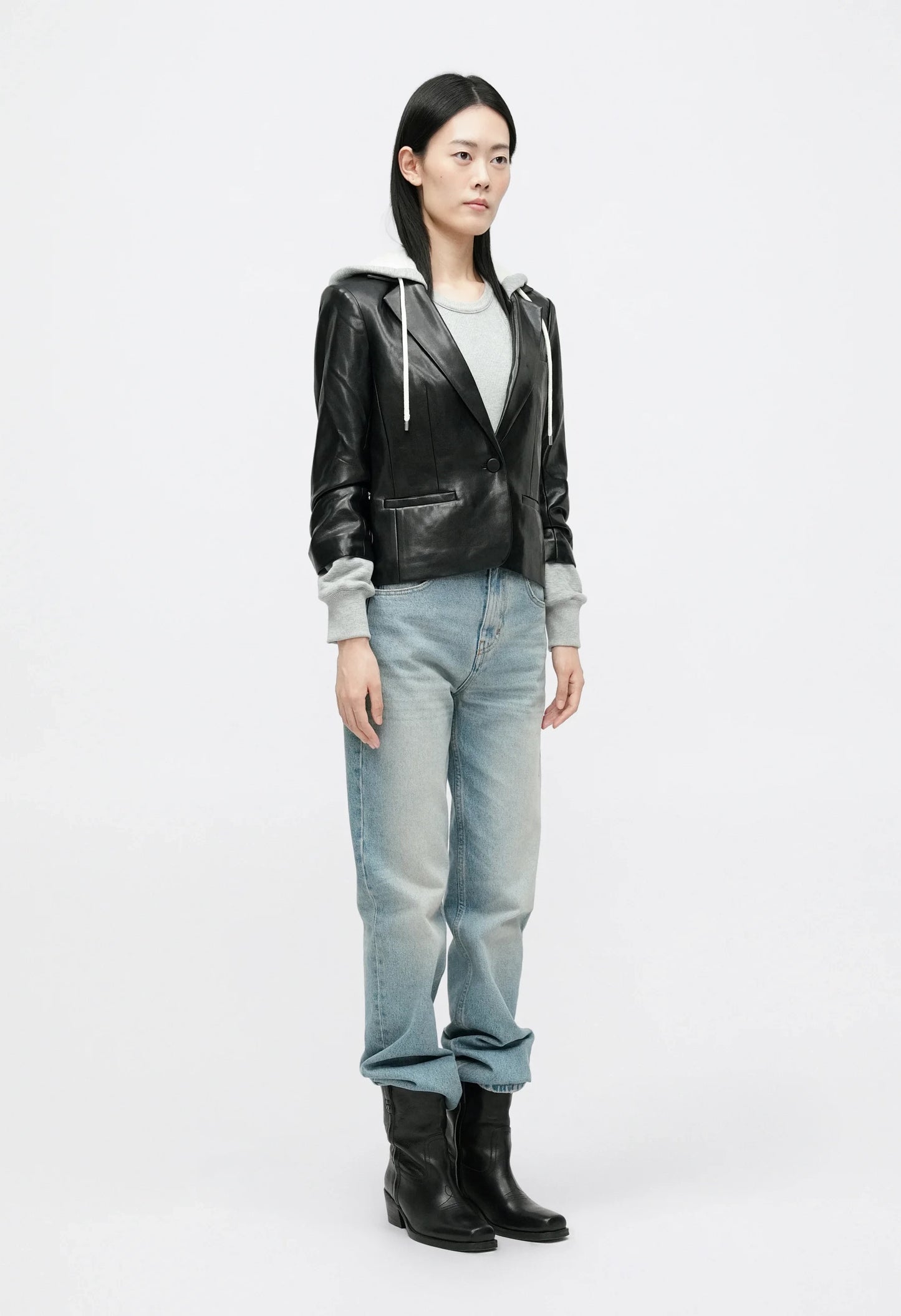 Khloe Vegan Leather Le Petit Hooded Blazer